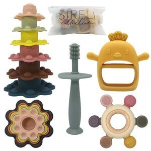 Set of 4 Teething Toys Assortment, BPA Free